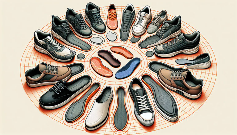 Illustration de différentes chaussures avec des semelles orthopédiques
