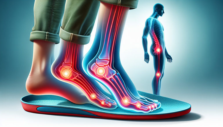 Illustration montrant la réduction de la pression sur les pieds avec des semelles orthopédiques